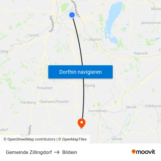 Gemeinde Zillingdorf to Bildein map