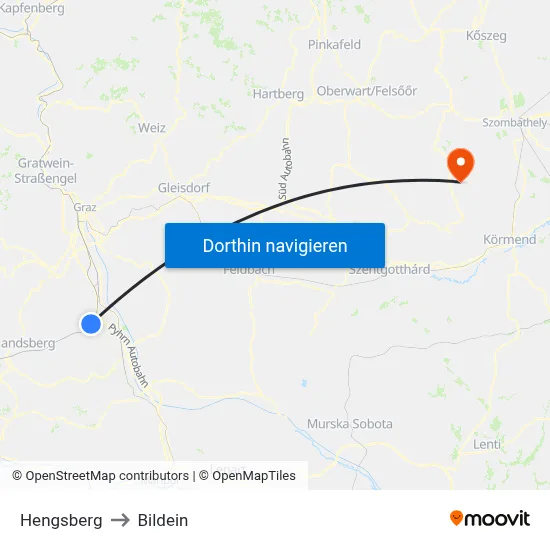 Hengsberg to Bildein map