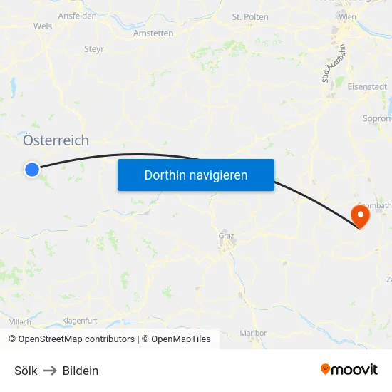 Sölk to Bildein map