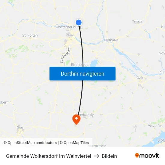 Gemeinde Wolkersdorf Im Weinviertel to Bildein map