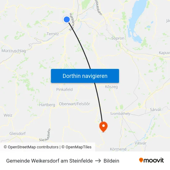 Gemeinde Weikersdorf am Steinfelde to Bildein map