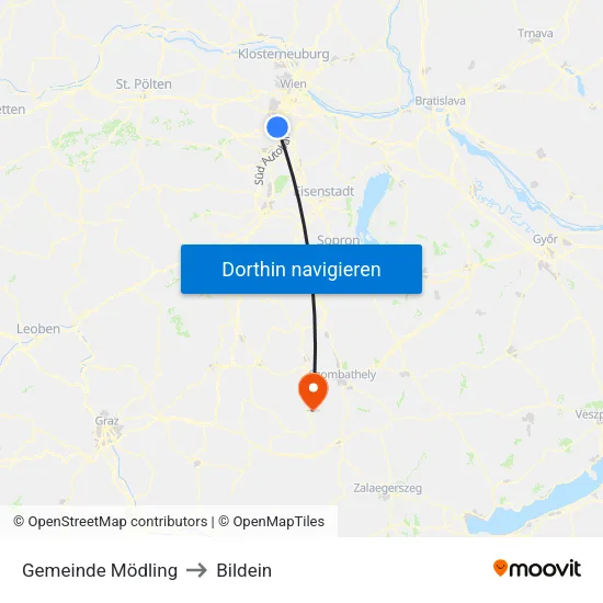 Gemeinde Mödling to Bildein map