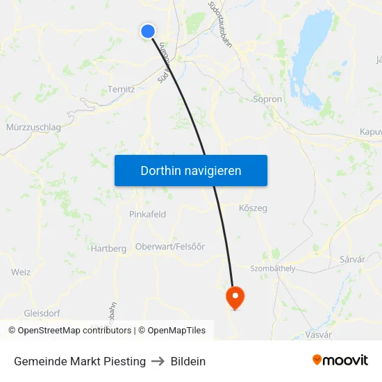 Gemeinde Markt Piesting to Bildein map
