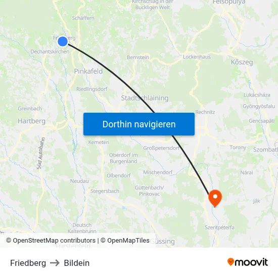 Friedberg to Bildein map