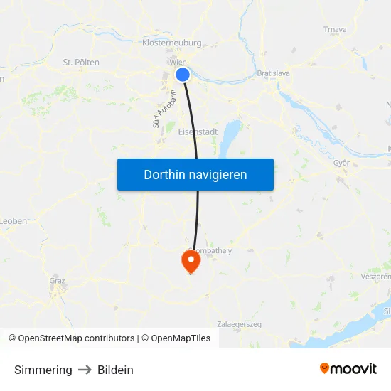 Simmering to Bildein map