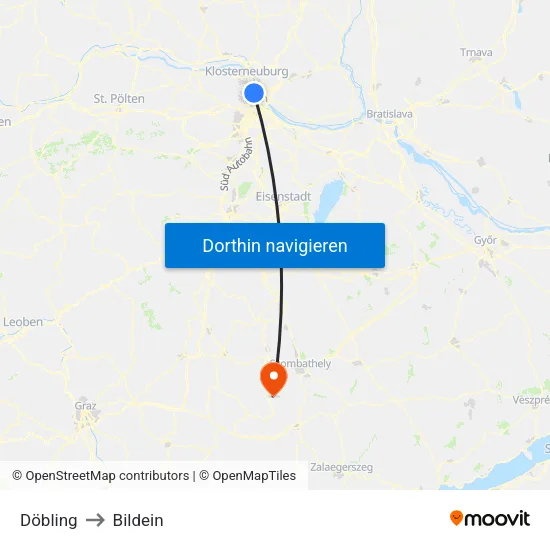 Döbling to Bildein map