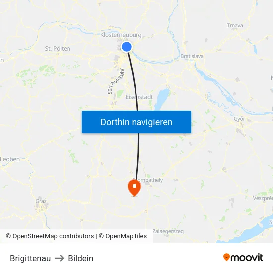 Brigittenau to Bildein map