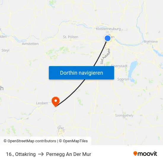 16., Ottakring to Pernegg An Der Mur map