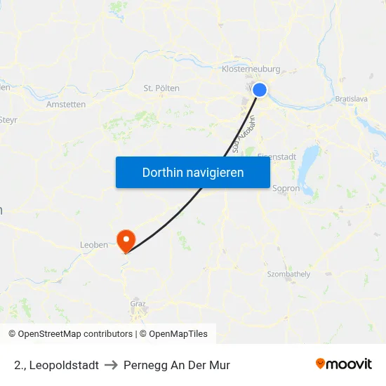 2., Leopoldstadt to Pernegg An Der Mur map
