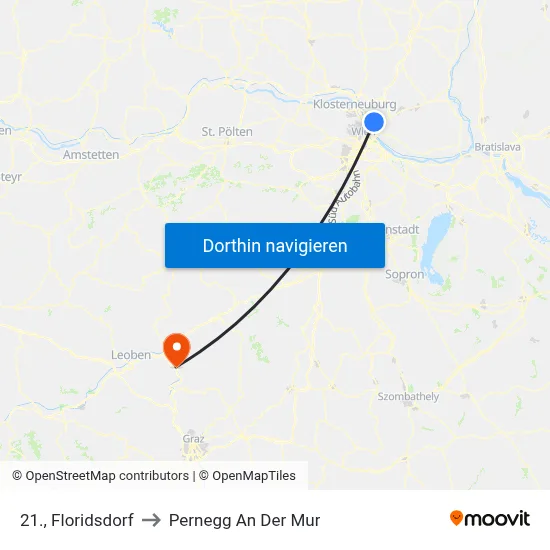 21., Floridsdorf to Pernegg An Der Mur map