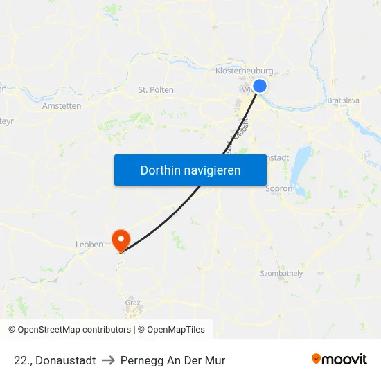 22., Donaustadt to Pernegg An Der Mur map