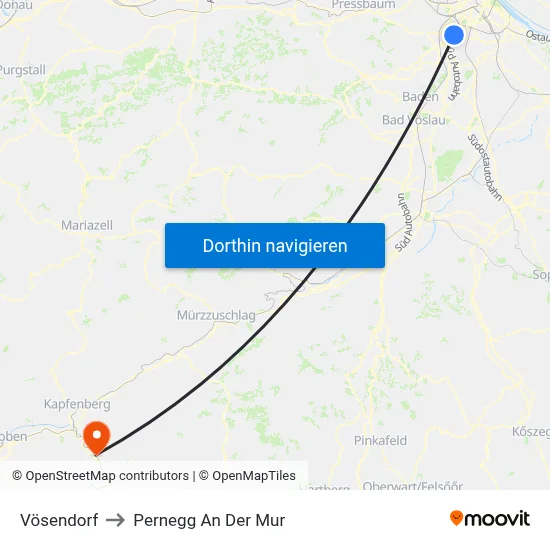 Vösendorf to Pernegg An Der Mur map