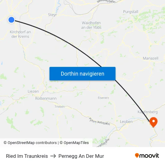 Ried Im Traunkreis to Pernegg An Der Mur map