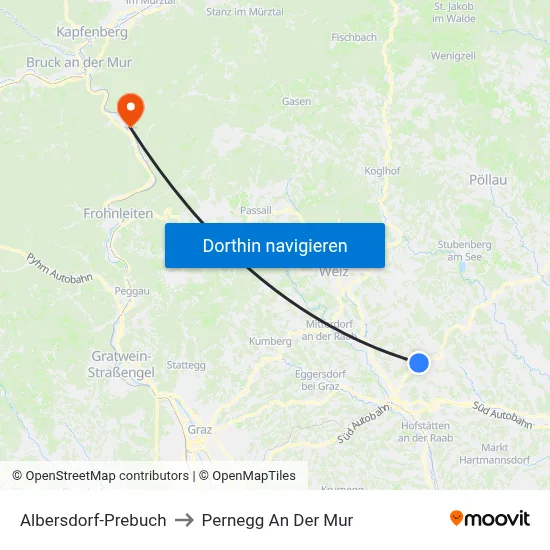 Albersdorf-Prebuch to Pernegg An Der Mur map