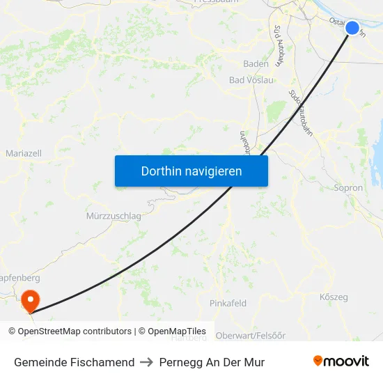 Gemeinde Fischamend to Pernegg An Der Mur map