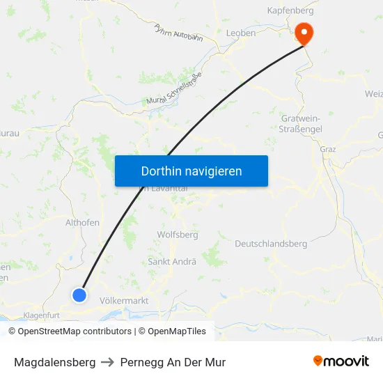 Magdalensberg to Pernegg An Der Mur map