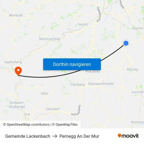 Gemeinde Lackenbach to Pernegg An Der Mur map