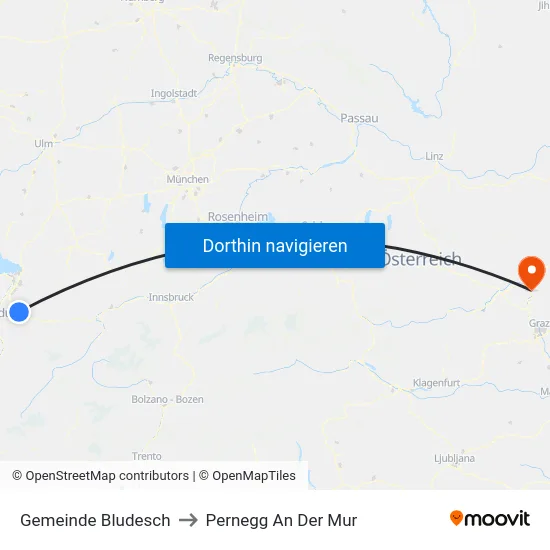 Gemeinde Bludesch to Pernegg An Der Mur map