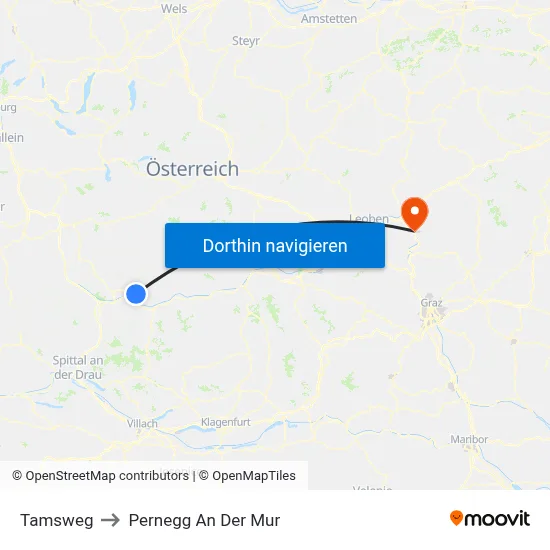 Tamsweg to Pernegg An Der Mur map