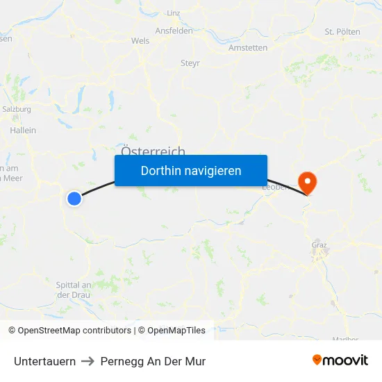 Untertauern to Pernegg An Der Mur map