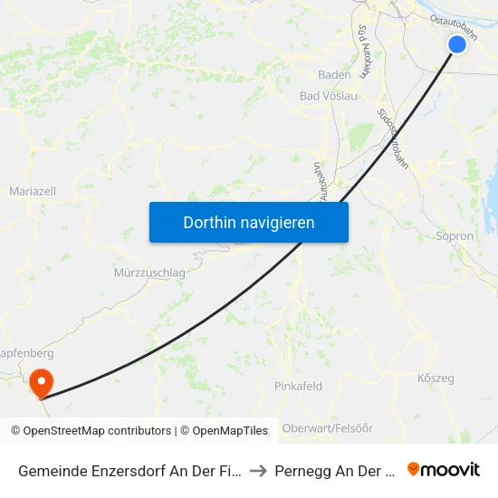 Gemeinde Enzersdorf An Der Fischa to Pernegg An Der Mur map