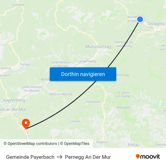Gemeinde Payerbach to Pernegg An Der Mur map