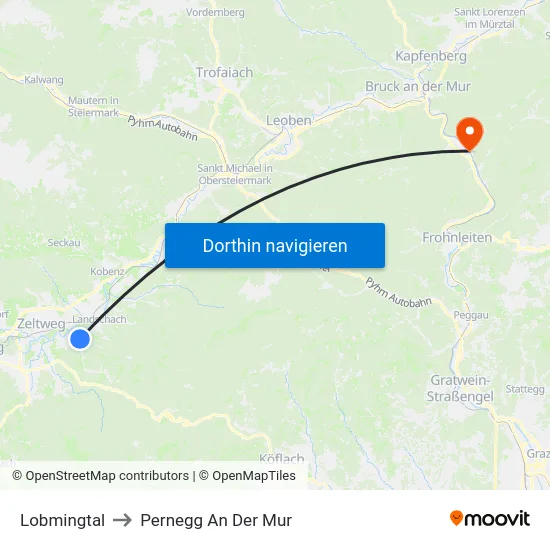 Lobmingtal to Pernegg An Der Mur map