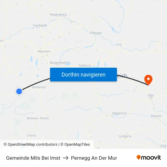 Gemeinde Mils Bei Imst to Pernegg An Der Mur map