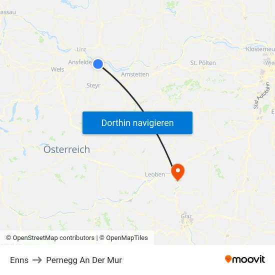Enns to Pernegg An Der Mur map