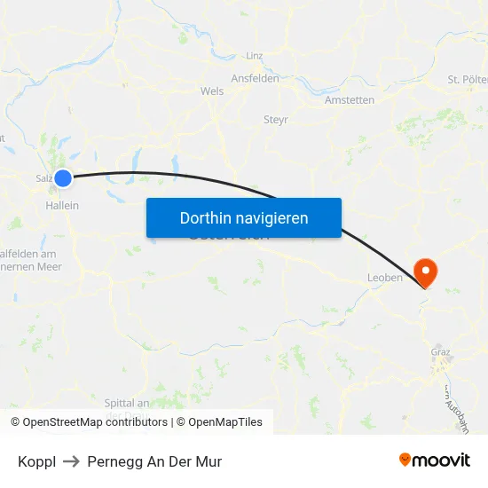 Koppl to Pernegg An Der Mur map
