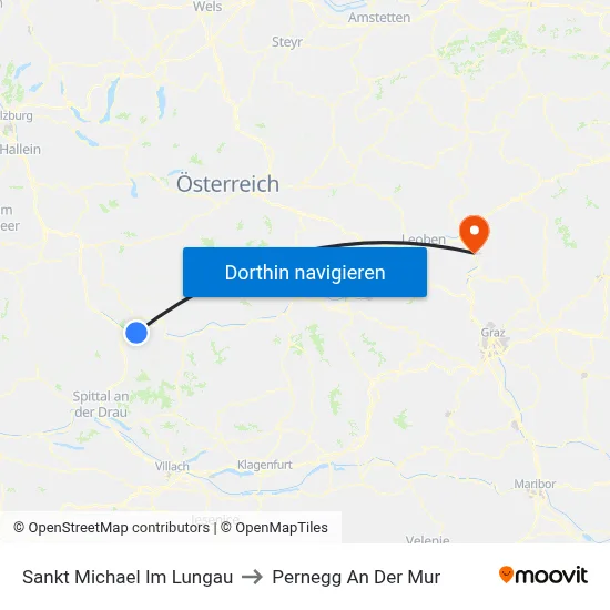 Sankt Michael Im Lungau to Pernegg An Der Mur map