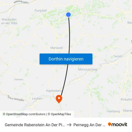 Gemeinde Rabenstein An Der Pielach to Pernegg An Der Mur map