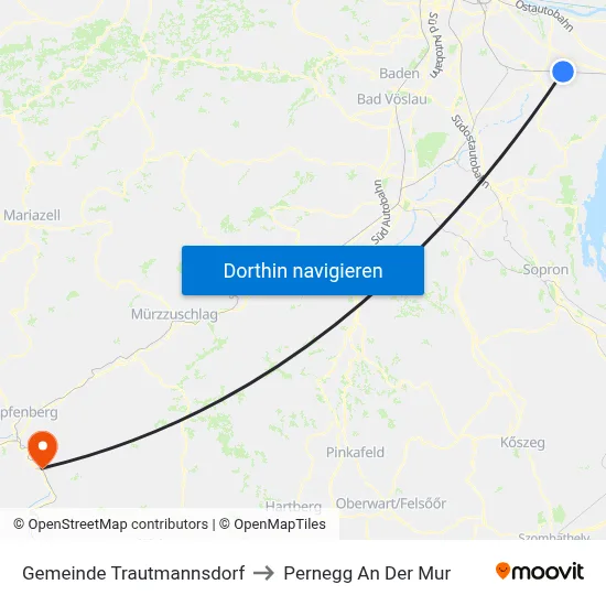 Gemeinde Trautmannsdorf to Pernegg An Der Mur map