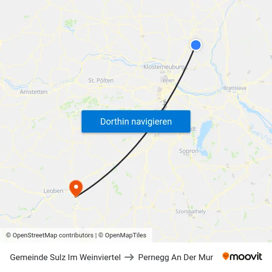 Gemeinde Sulz Im Weinviertel to Pernegg An Der Mur map