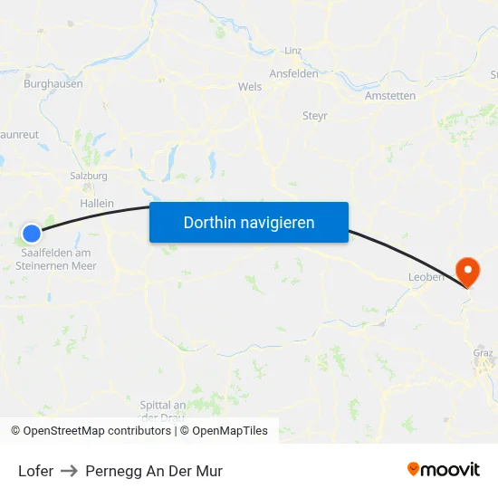 Lofer to Pernegg An Der Mur map