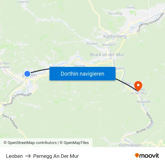 Leoben to Pernegg An Der Mur map