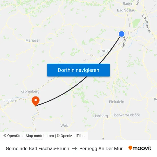 Gemeinde Bad Fischau-Brunn to Pernegg An Der Mur map