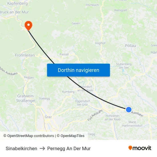 Sinabelkirchen to Pernegg An Der Mur map