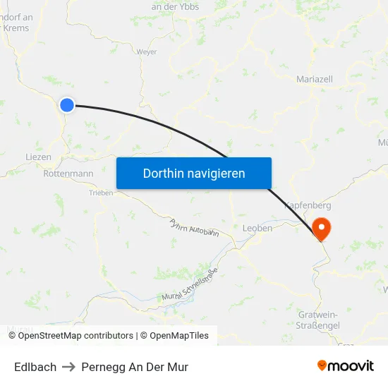 Edlbach to Pernegg An Der Mur map