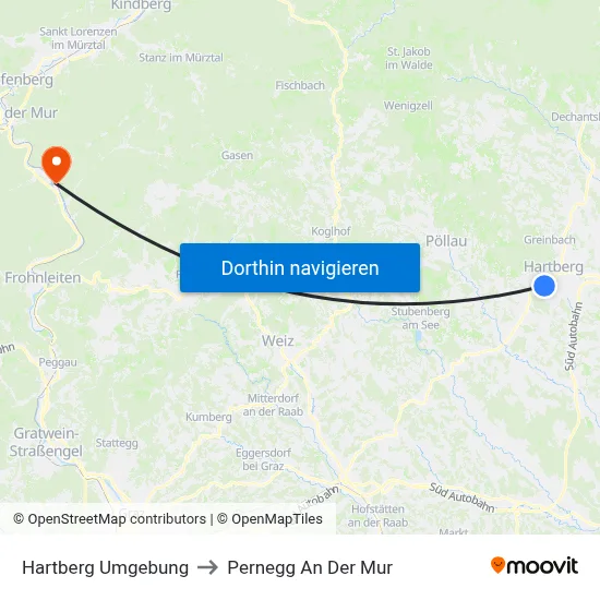 Hartberg Umgebung to Pernegg An Der Mur map