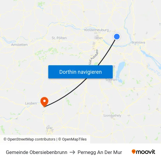 Gemeinde Obersiebenbrunn to Pernegg An Der Mur map