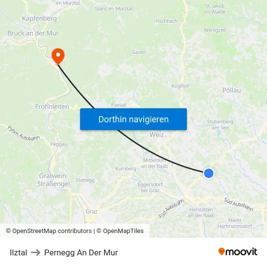 Ilztal to Pernegg An Der Mur map