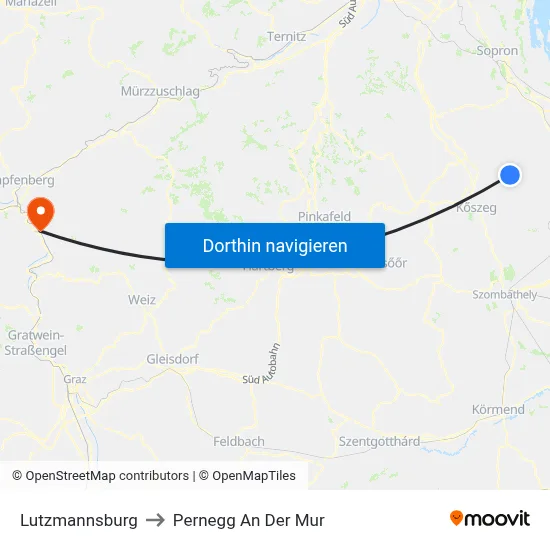 Lutzmannsburg to Pernegg An Der Mur map