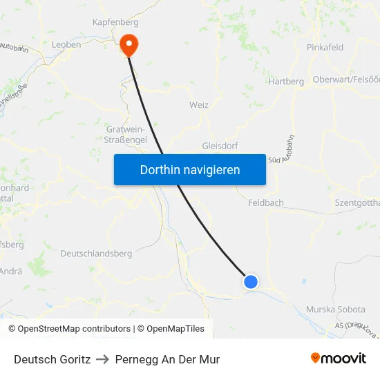 Deutsch Goritz to Pernegg An Der Mur map