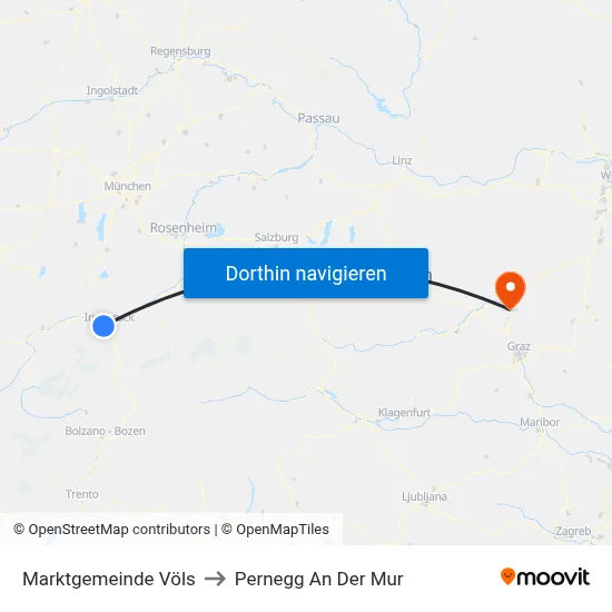 Marktgemeinde Völs to Pernegg An Der Mur map