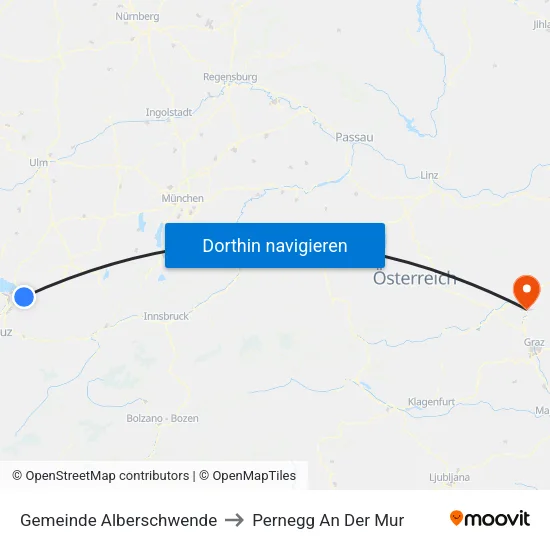 Gemeinde Alberschwende to Pernegg An Der Mur map