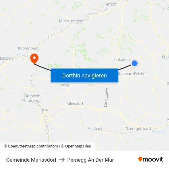 Gemeinde Mariasdorf to Pernegg An Der Mur map