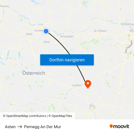 Asten to Pernegg An Der Mur map