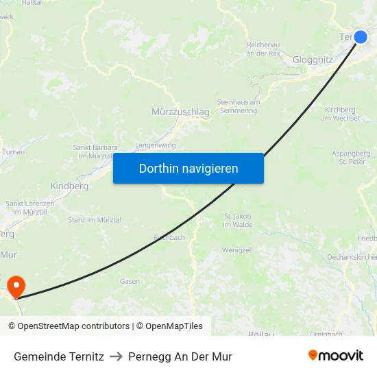 Gemeinde Ternitz to Pernegg An Der Mur map