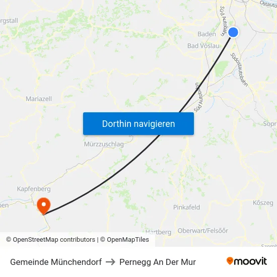 Gemeinde Münchendorf to Pernegg An Der Mur map